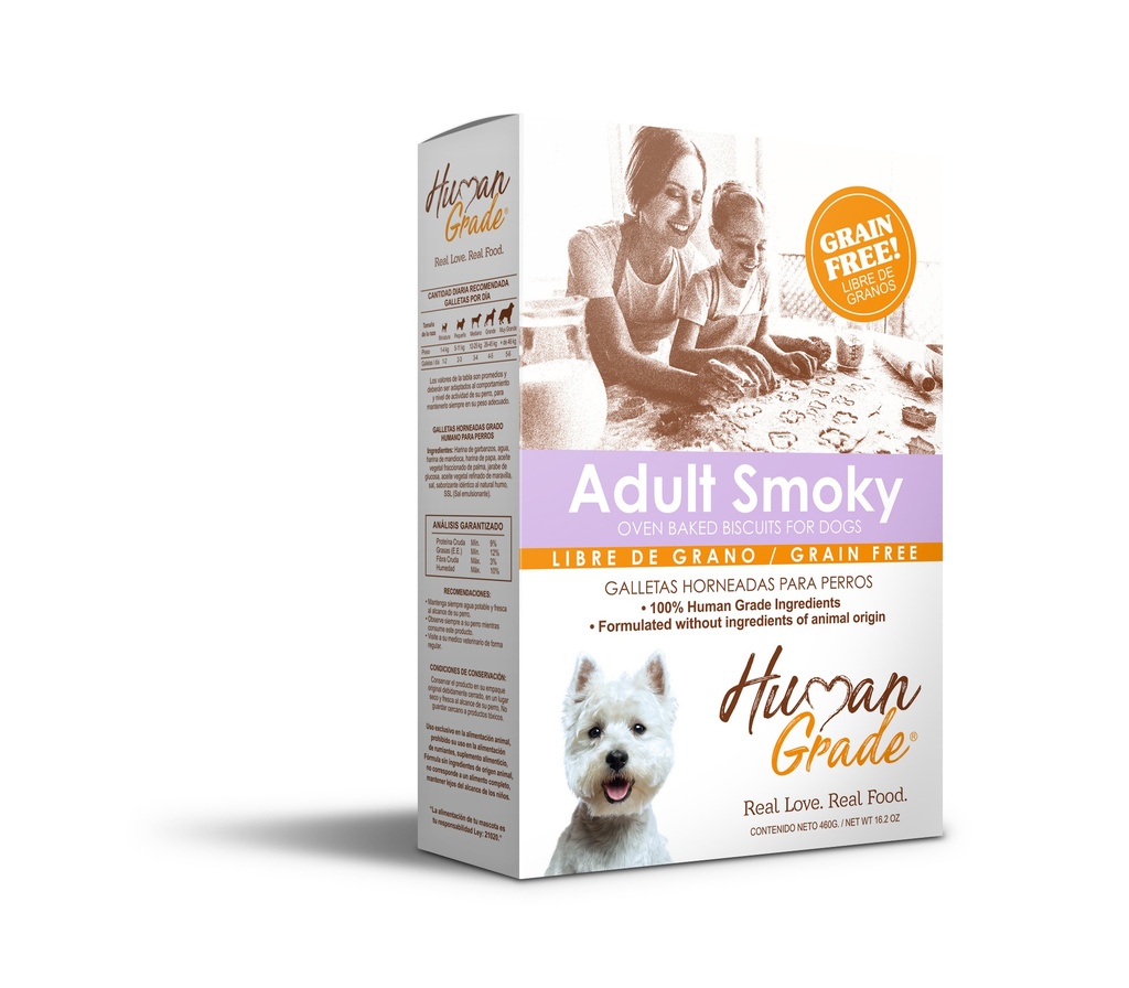 HUMAN GRADE GRAIN FREE BISCUITS - ADULT SMOKY 460 GR