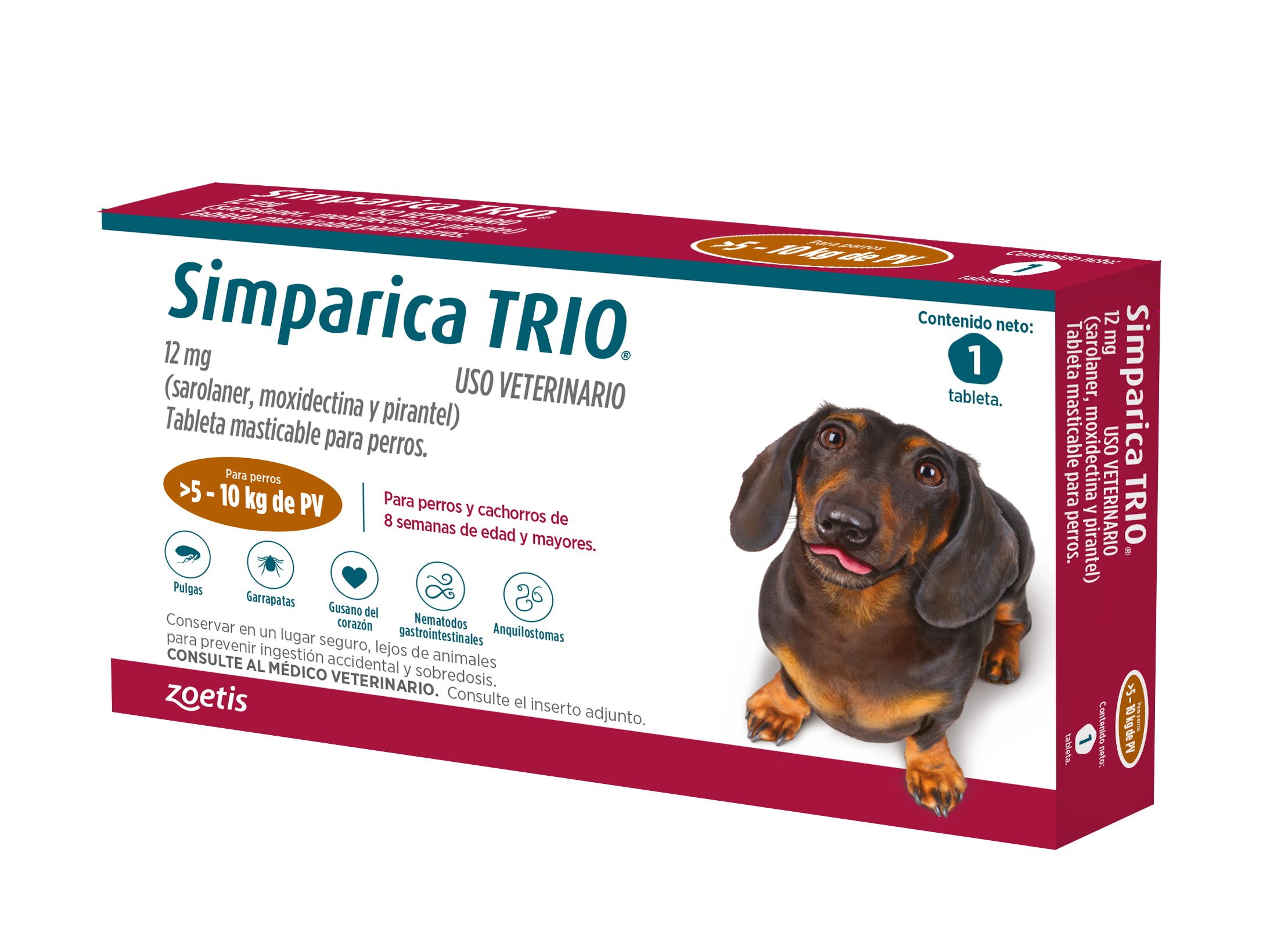 Simparica Trio 5 A 10 Kg Caja 1 Tableta Ceragro
